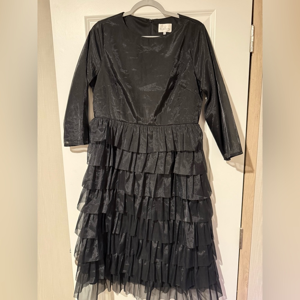Dainty Jewells Ruffle Elegant Black Dress 🌟 NWOT🌟